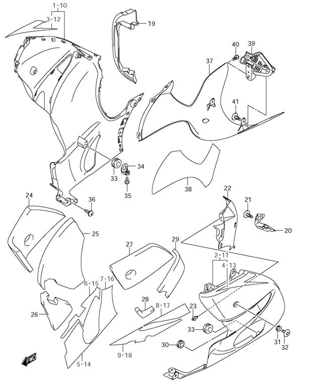 UNDER COWLING MOUNTING HARDWARE GSX1300 2008-18