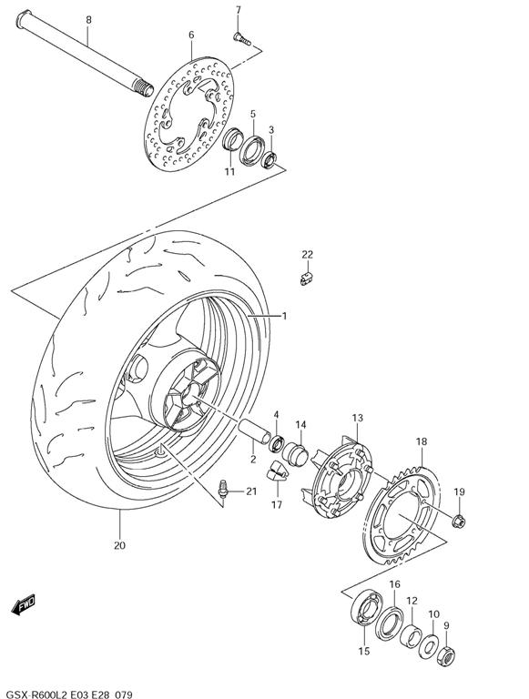 REAR WHEEL ( RIM ) PARTS GSXR600 2011-26