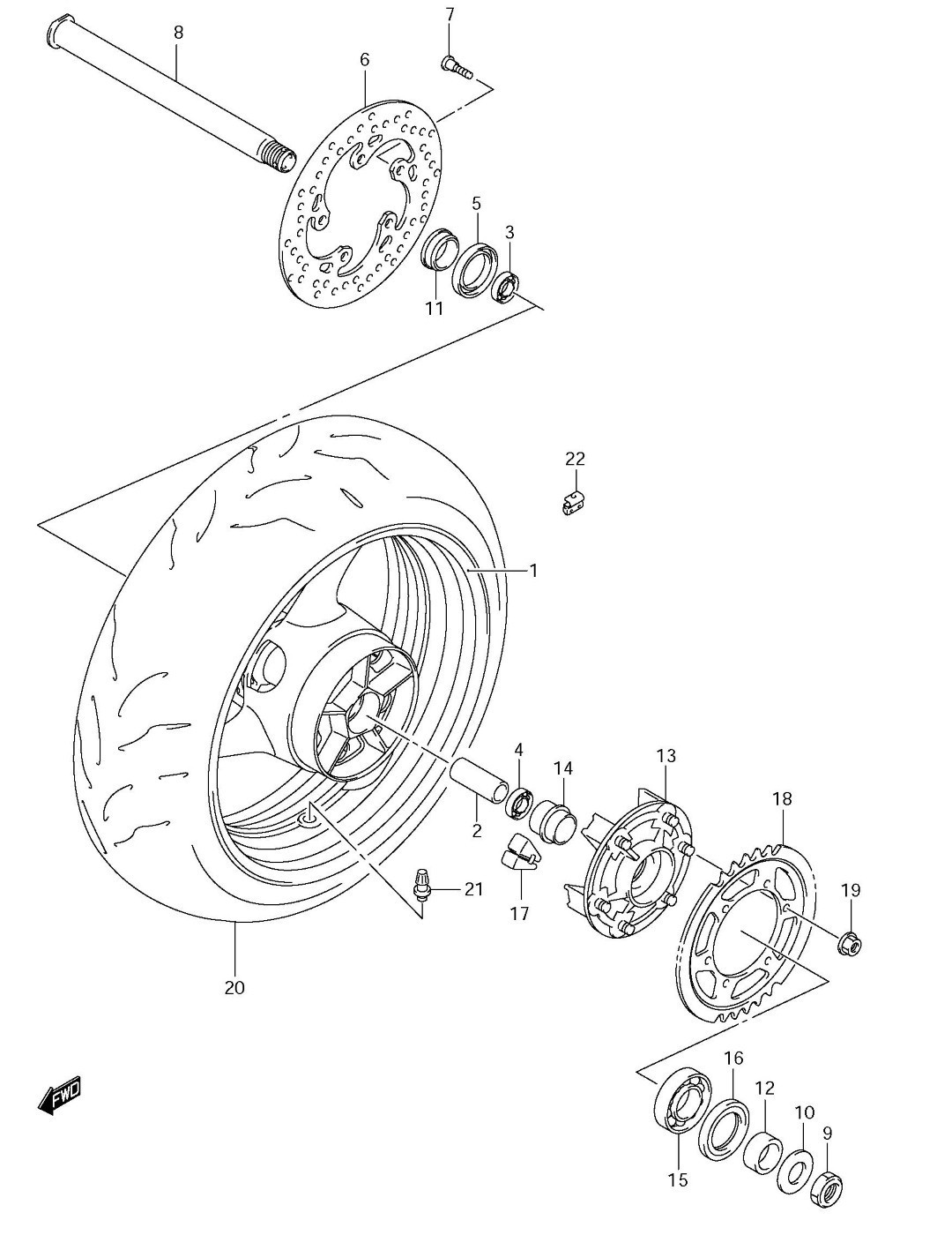 REAR WHEEL (RIM) REPLACEMENT PARTS GSXR750 2011-26