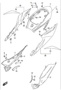 FRAME COVER MOUNTING HARDWARE GSX-S750 2018-23