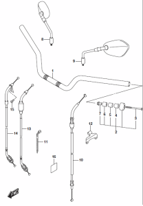 HANDLEBAR MIRRORS CABLES SV650 2017-26