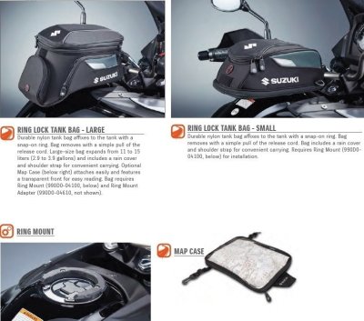 RING LOCK TANK BAGS 2012-25 GSX-S750 GSX-S1000 DL650/1000 2012-22 GSX-8S 2023-26 GSX-8R 2024-26
