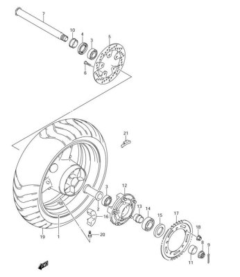 WHEEL REAR ( RIM) REPLACMENT PARTS SV1000S 2003-05