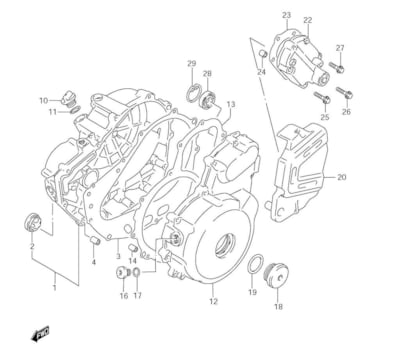 CRANKCASE COVER DR650SE 1996-26