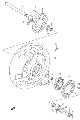 REAR WHEEL (RIM) PARTS GSXR750 2000-03