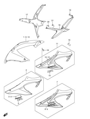 SIDE COWLING MOUNTING HARDWARE GSXR750 2008-09