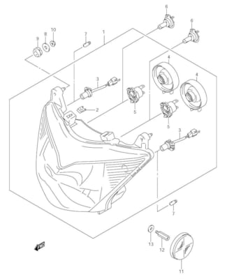 HEADLAMP GSF1250 2007-09