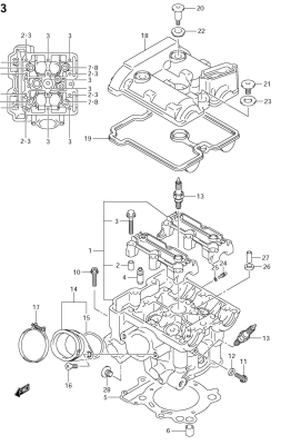 REAR CYLINDER HEAD DL650 2007-11