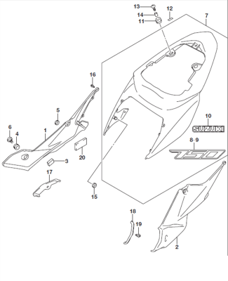 FRAME COVER MOUNTING HARDWARE GSX-S750 2015-16