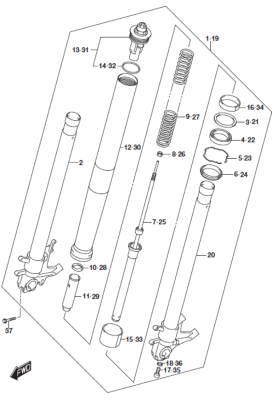 FRONT DAMPER (FORK) REPLACEMENT PARTS GSX-S1000 2016-20 GSX-S1000F 2016-18