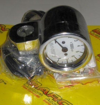 KURYAKYN Three Inch Bullet Tachometers for One Inch Bars  BLACK FACED